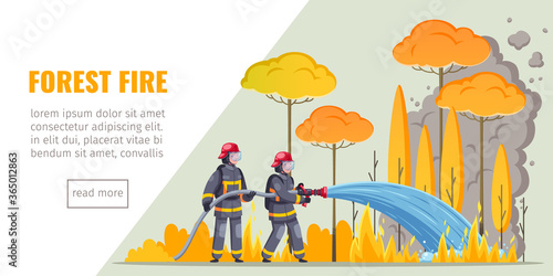 Forest Fire Cartoon Banner