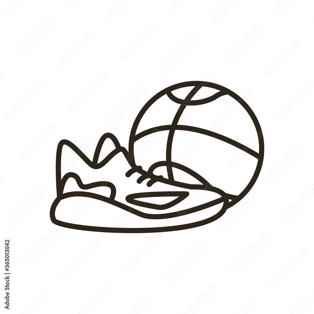 ball with shoe of basketball line style icon vector design ball with shoe of basketball line style icon vector design