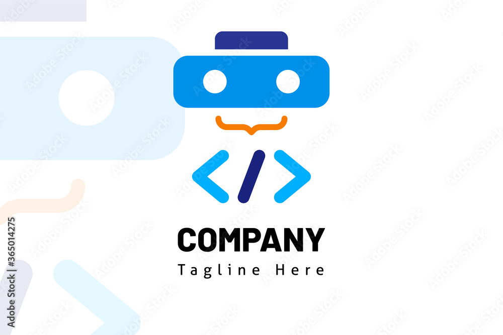 auto robot with web code illustration logo template auto robot with web code illustration logo template