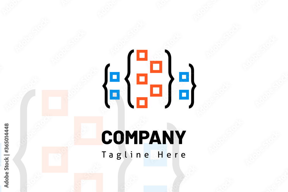 buildings with web code illustration logo template buildings with web code illustration logo template