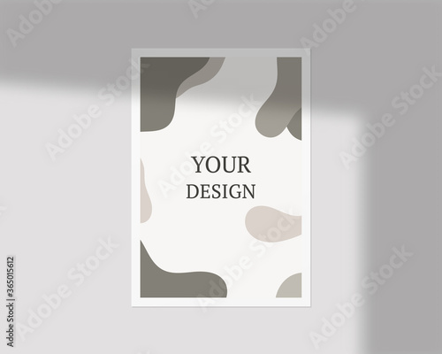 Blank white paper or poster with shadow overlay. Mockup isolated. Template design. Realistic vector illustration.
