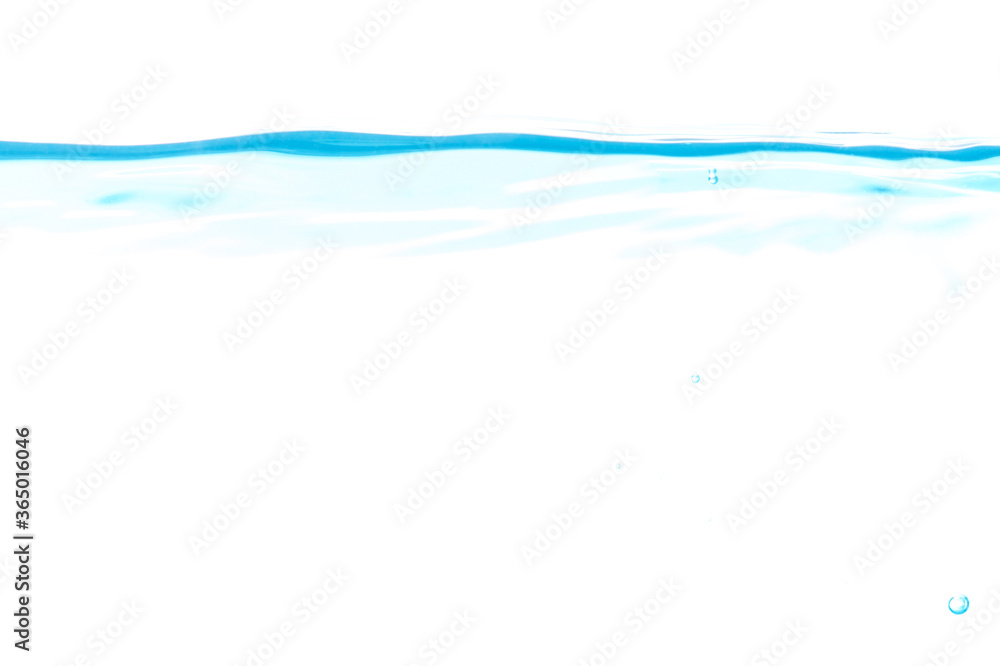 Bluewater surface on a white background with small round water teases with spaces for text.