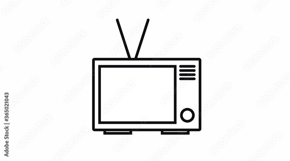 Vector Isolated Black and White TV Icon of Sign Vector Isolated Black and White TV Icon of Sign