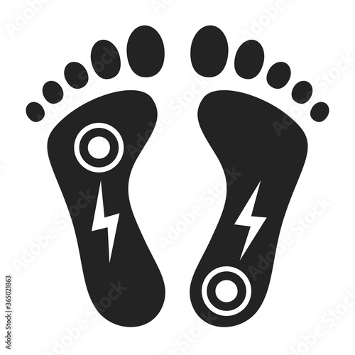 Acute pain foot black glyph icon. Sprain, injury. Isolated vector element. Outline pictogram for web page, mobile app, promo.