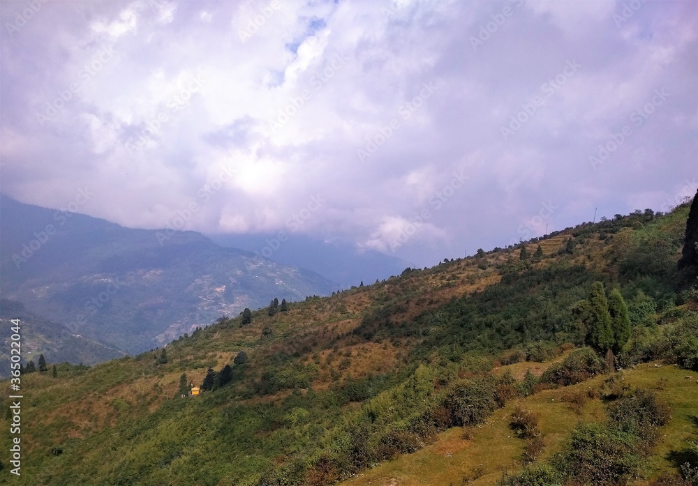 Mountain landscape with clouds