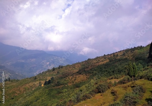 Mountain landscape with clouds