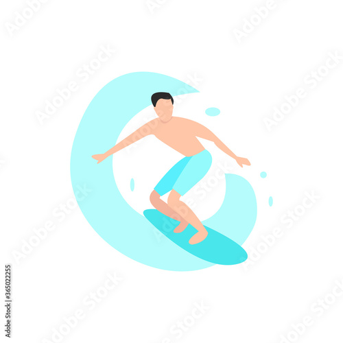 Man surfing on the waves in the ocean