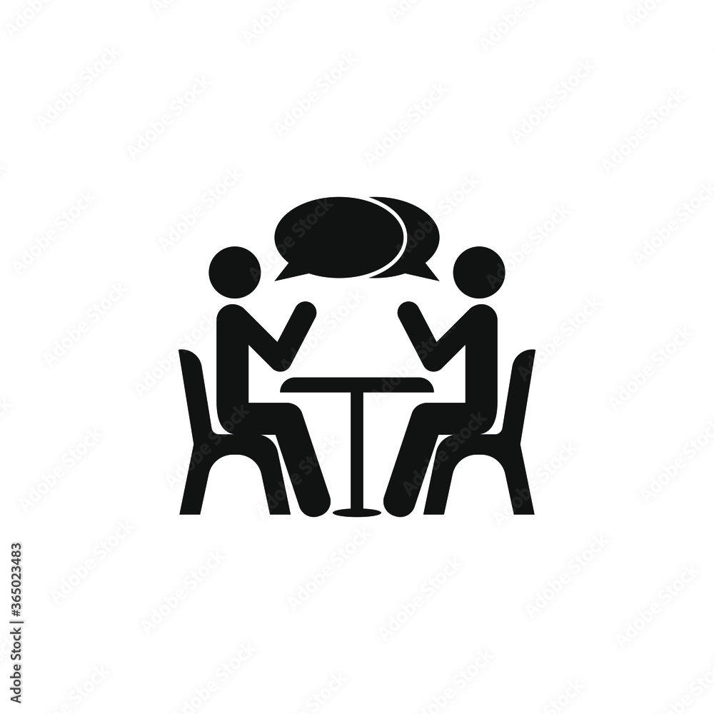 Two people at the table icon design isolated on white background. Vector illustration Two people at the table icon design isolated on white background. Vector illustration
