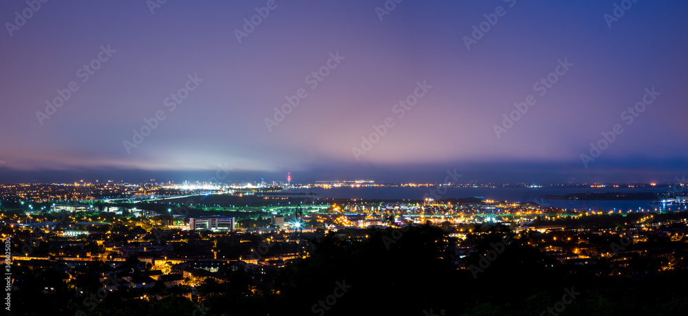 Portsmouth and Surrounding Areas at Night Panorama HDR