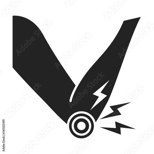 Acute pain elbow joint black glyph icon. Sprain, injury, arthritis. Isolated vector element. Outline pictogram for web page, mobile app, promo.