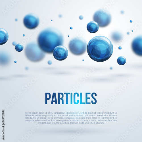 Abstract Background with Blue Molecules. Vector illustration. Medical background for banner or flyer with atoms.