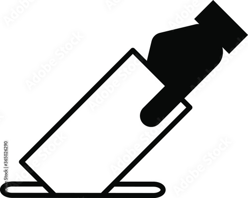 Icon showing a hand submitting a vote or suggestion note.