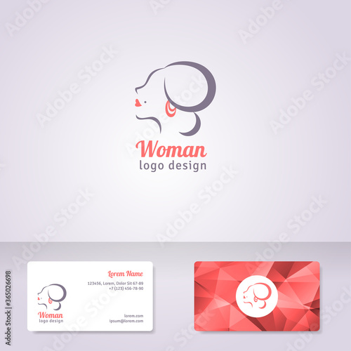 Woman chat vector logo design. Girl silhouette - cosmetics, beauty, health & spa, fashion themes. Creative icon. Business card template.