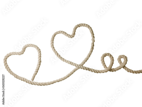 Heart-shaped rope frame with white background
