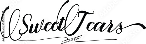 Sweet Tears  Handwritten Font Calligraphy Black Color Text 
on White Background