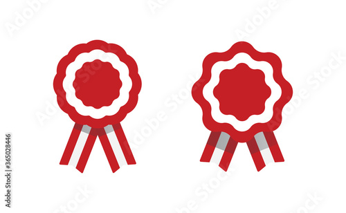 Peruvian cockade vector illustration. National symbol with Peru flag colors. Red and white rosette ribbon.