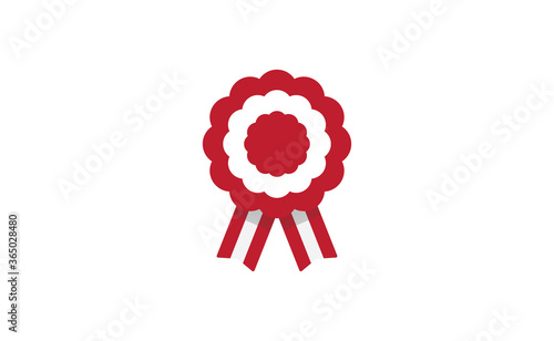 Peruvian cockade vector illustration. National symbol with Peru flag colors. Red and white rosette ribbon.