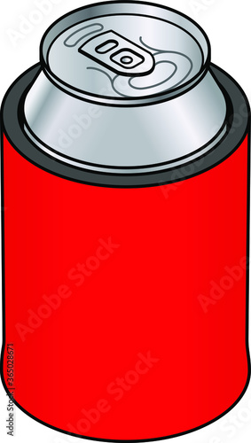 A can of beer in an insulated stubbie holder.