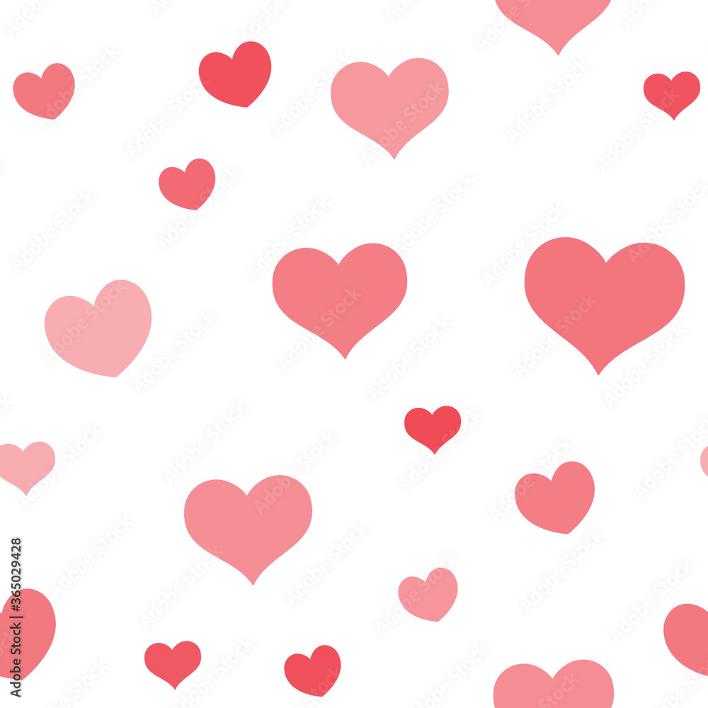 Hearts seamless pattern. Loop texture background of heart icons. Romance and love design.