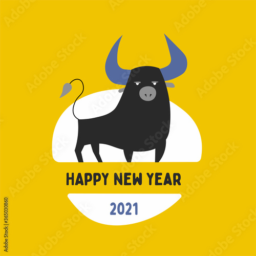 2021 logo design. Metal ox horoscope sign. New year symbol. Chinese horoscope sign. Color cute buffalo head logo, abstract bull head logo vector.