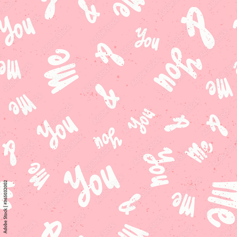 You and me. Retro pattern for print design. Cartoon vector illustration. Romantic seamless texture design. Hand drawn calligraphy lettering vector illustration. You and me. Retro pattern for print design. Cartoon vector illustration. Romantic seamless texture design. Hand drawn calligraphy lettering vector illustration.