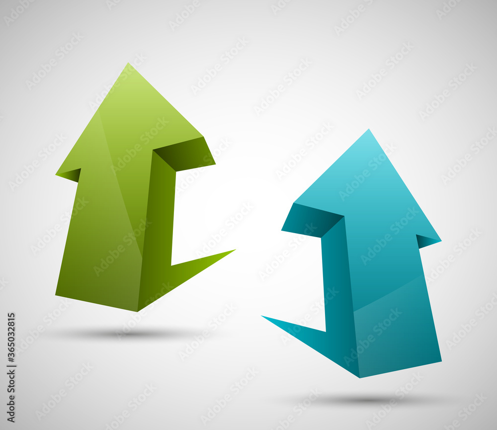 Arrow banners set. Direct shape. 3d Abstract Background. Business infographic presentation diagram. Section compare service. Up and down trend. Paper index. Exact pointer Arrow banners set. Direct shape. 3d Abstract Background. Business infographic presentation diagram. Section compare service. Up and down trend. Paper index. Exact pointer