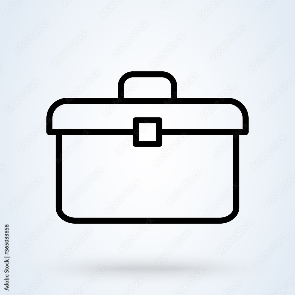 Tool box line icon. Toolbox, toolkit, instrument. Construction concept. Simple illustration of home maintenance vector icon for web Tool box line icon. Toolbox, toolkit, instrument. Construction concept. Simple illustration of home maintenance vector icon for web