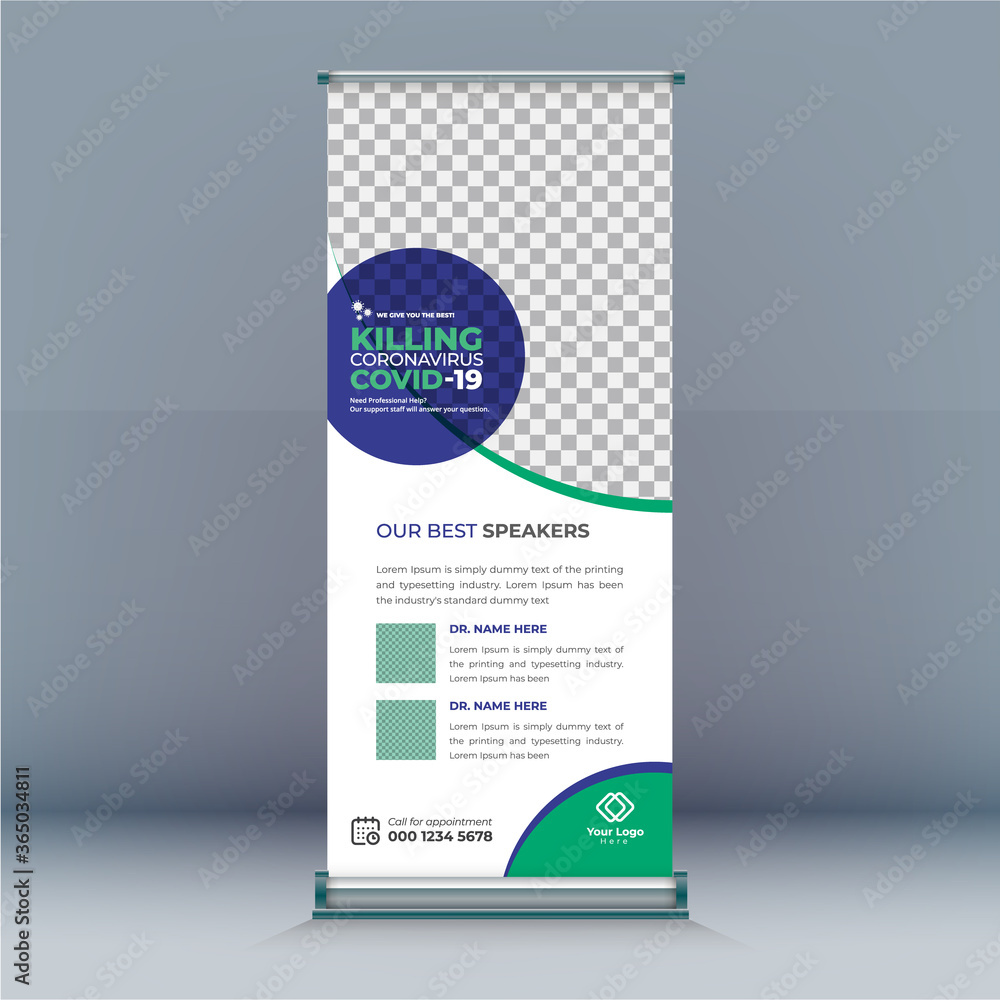 Medical Roll-Up Banner Design template vector Medical Roll-Up Banner Design template vector