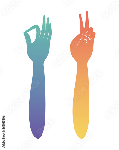peace love and okey hand design of Hippie art and creative theme Vector illustration