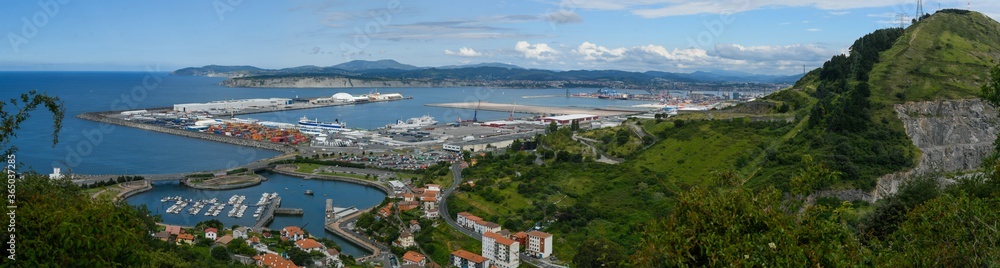 Panoramic view of the port of Zierbena and the port of Bilbao