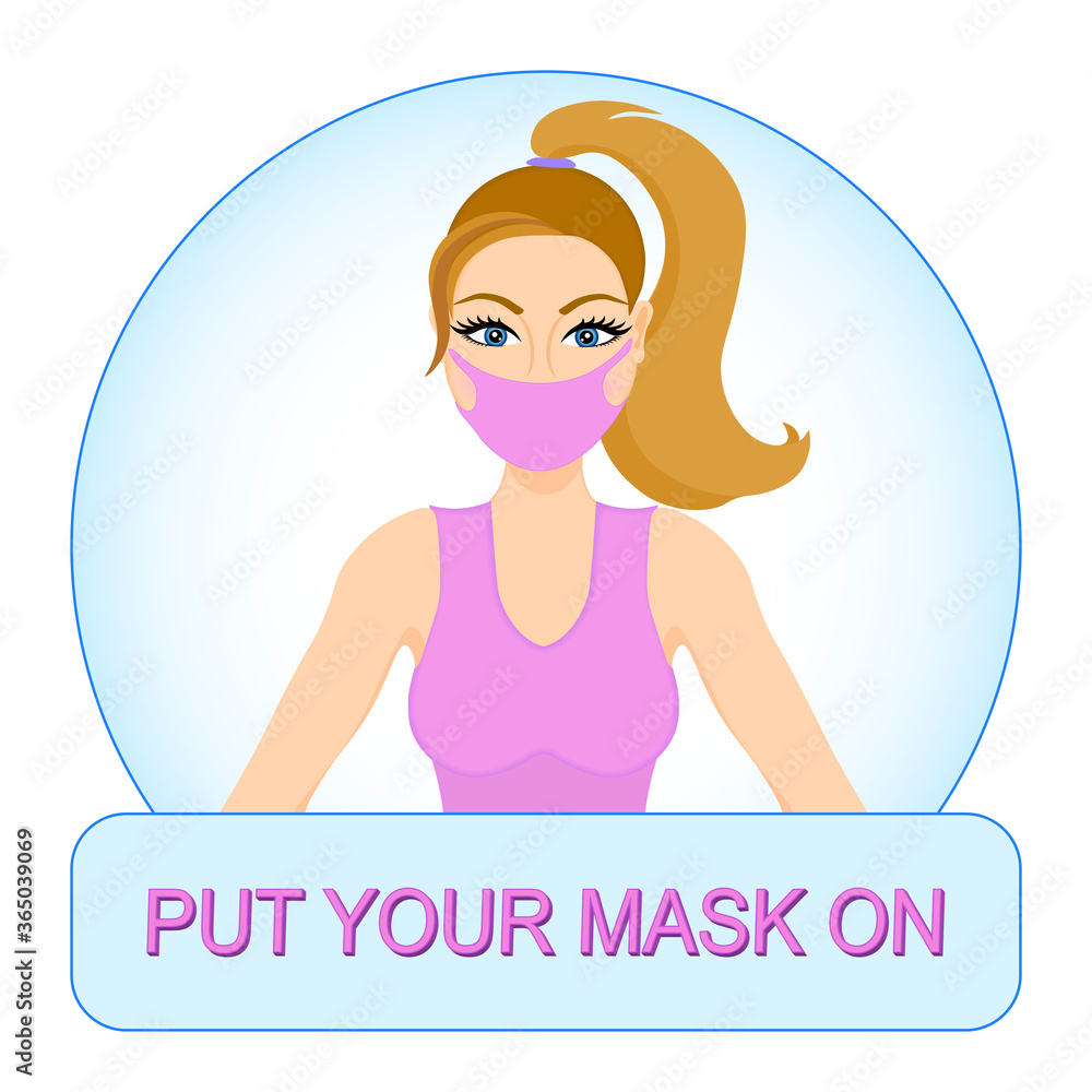 Put your mask on poster. Put on a mask banner Put your mask on poster. Put on a mask banner