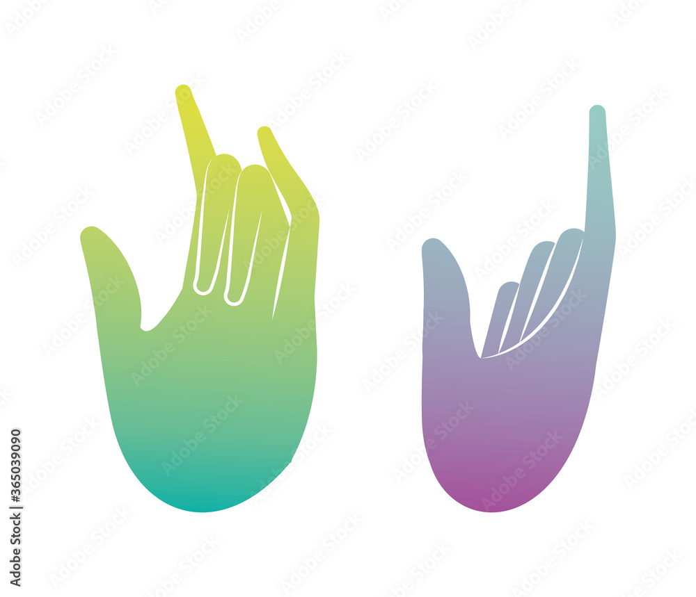 rock sign with hands design of People arm finger person learn communication healthcare theme Vector illustration rock sign with hands design of People arm finger person learn communication healthcare theme Vector illustration