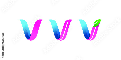 Vector illustration letter v set alphabet