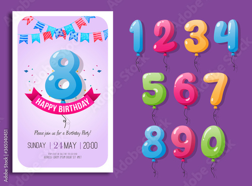 Photography Happy birthday greeting card number setSet of happy greeting card balloons numbe