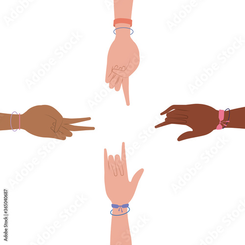 peace love one and rock sign hand design of Hippie art and creative theme Vector illustration