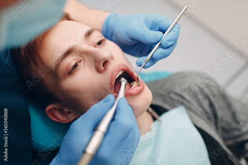 Dental clinic. Doctor and patient. Teeth health