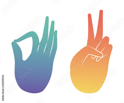 okey and love peace hand design of People arm finger person learn communication healthcare theme Vector illustration