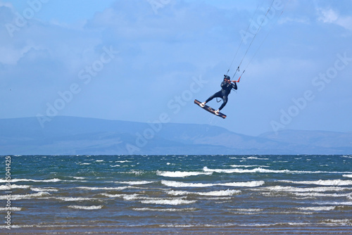 kitesurfer jumping at Troon, Scotland