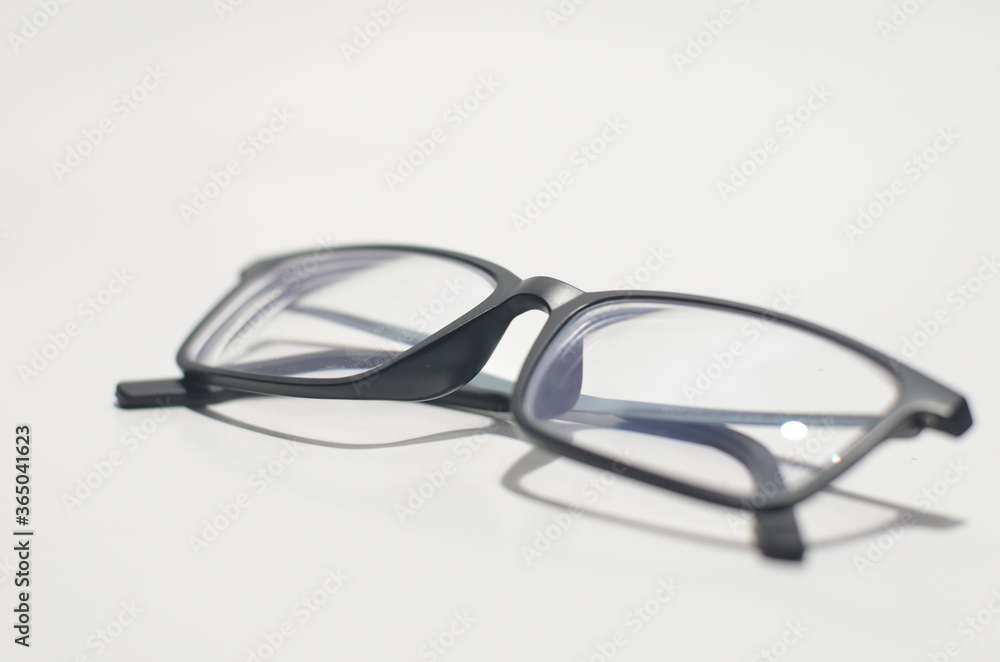 Black Plastic Frame glasses on a white Isolated background Black Plastic Frame glasses on a white Isolated background