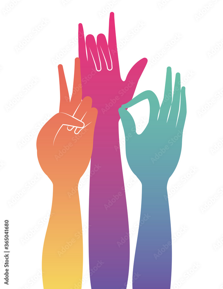 Obraz premium rock and one sign with hands design of People arm finger person learn communication healthcare theme Vector illustration