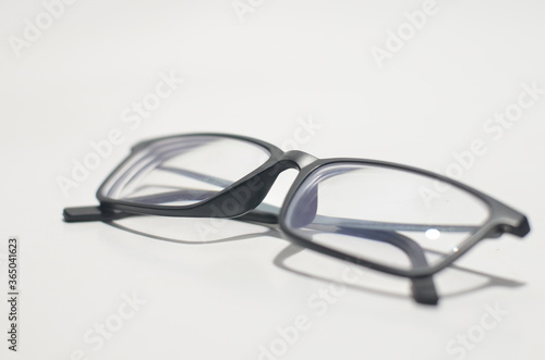 Black Plastic Frame glasses on a white Isolated background
