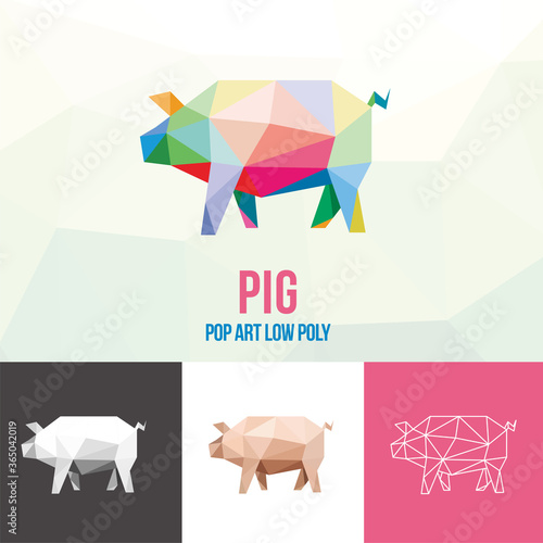 PIG PORK ANIMAL ILLUSTRATION WITH POLYGONAL GEOMETRIC STYLE