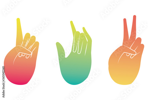 one rock and peace love sign with hand design of People arm finger person learn communication healthcare theme Vector illustration