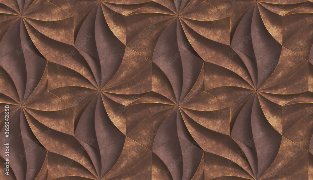 3D expensive wallpaper of architectural modules is brown and orange ...
