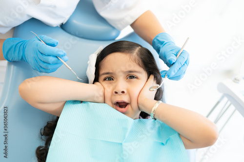Frightened Little Girl Visiting Dentist
