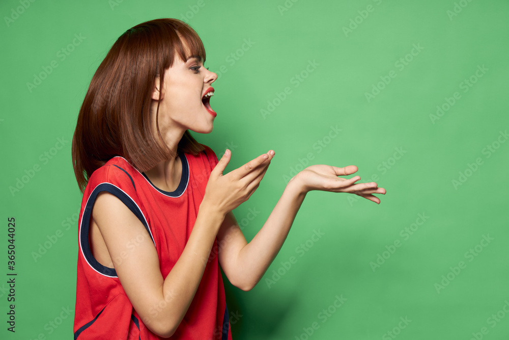 Woman on isolated background free place model free place Woman on isolated background free place model free place