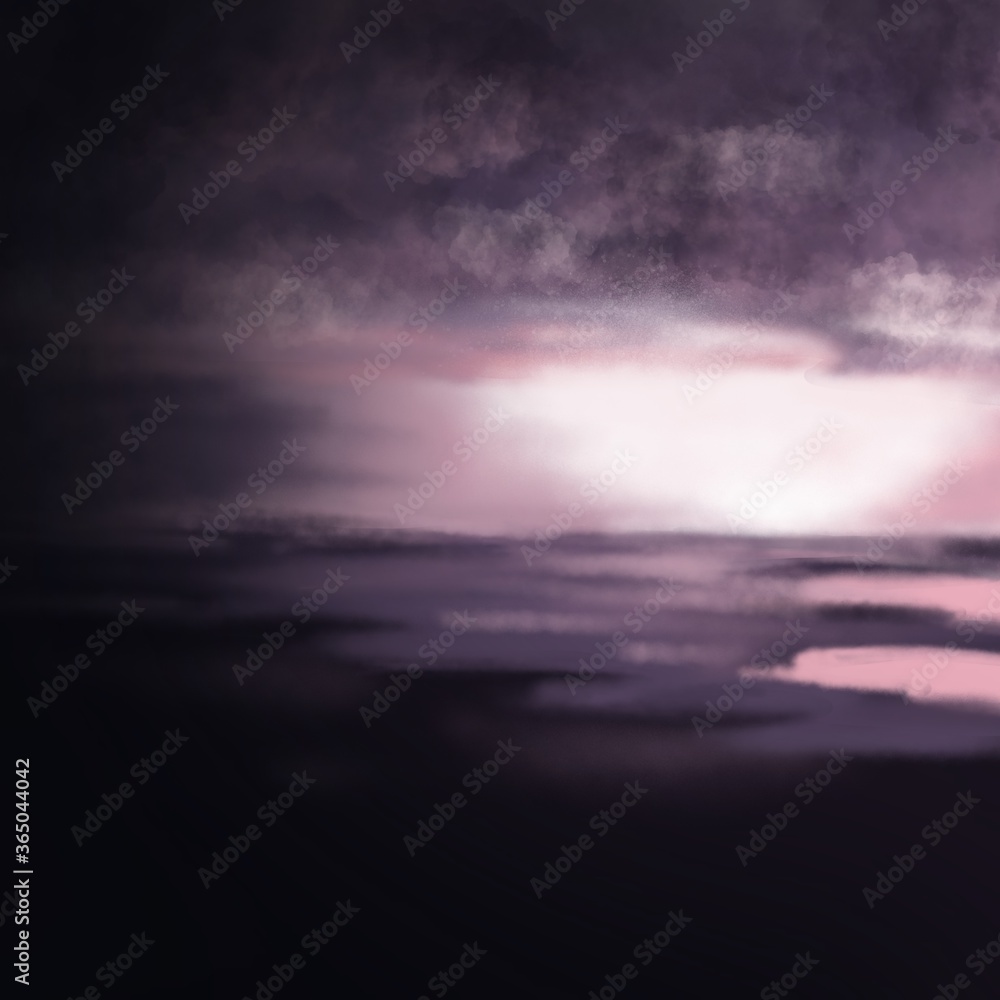 Pink sunset on the ocean. Background image. Pink sunset on the ocean. Background image.