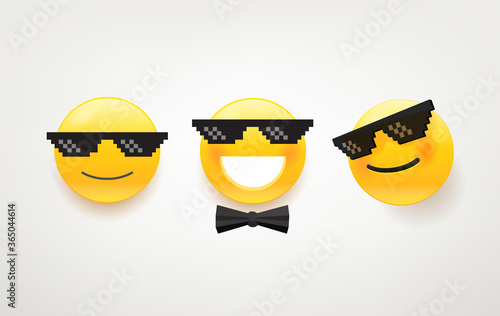 Like a boss icon vector pack. Cute vector character with sunglasses