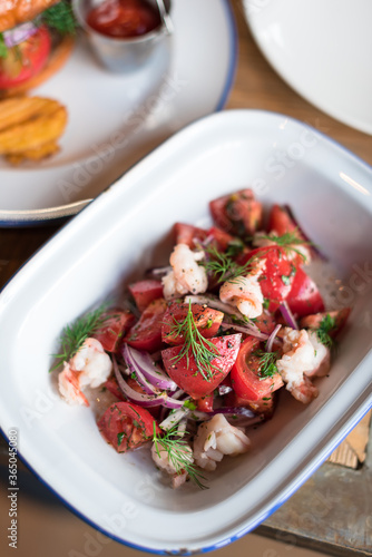 Shrimp Tomato and Red Onion Salad