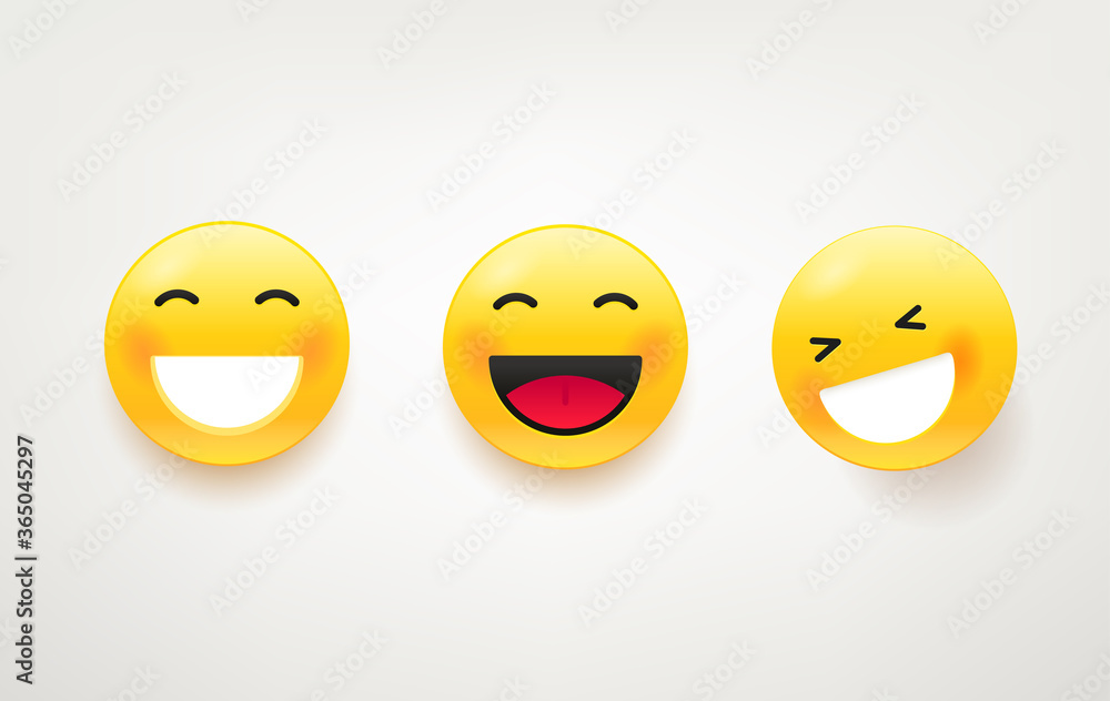 Laughing faces vector pack. Cute vector character set Laughing faces vector pack. Cute vector character set